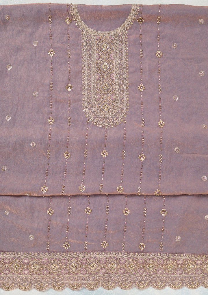 Lavender Cutdana Tissue Unstitched Salwar Suit