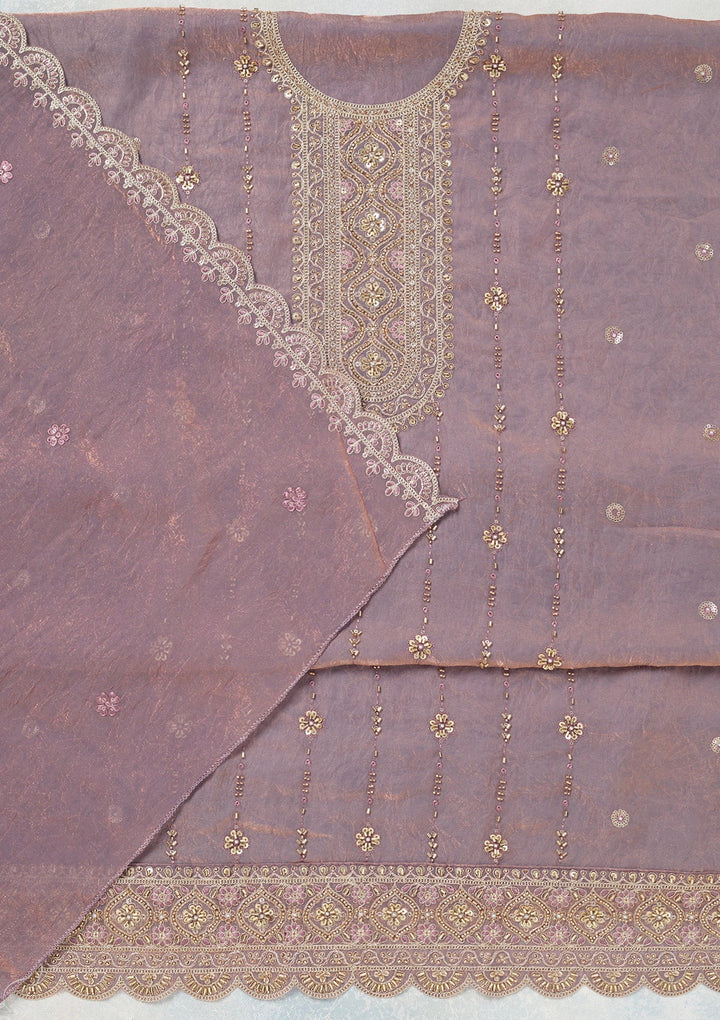 Lavender Cutdana Tissue Unstitched Salwar Suit