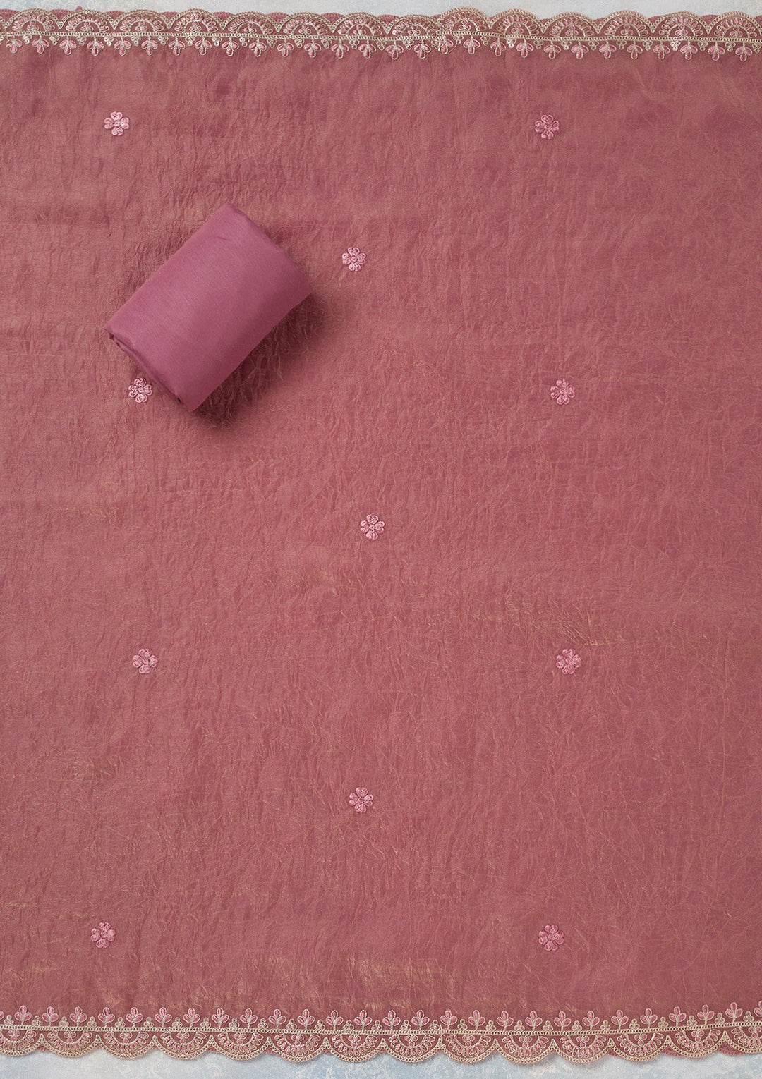 Onion Pink Cutdana Tissue Unstitched Salwar Suit-koskii