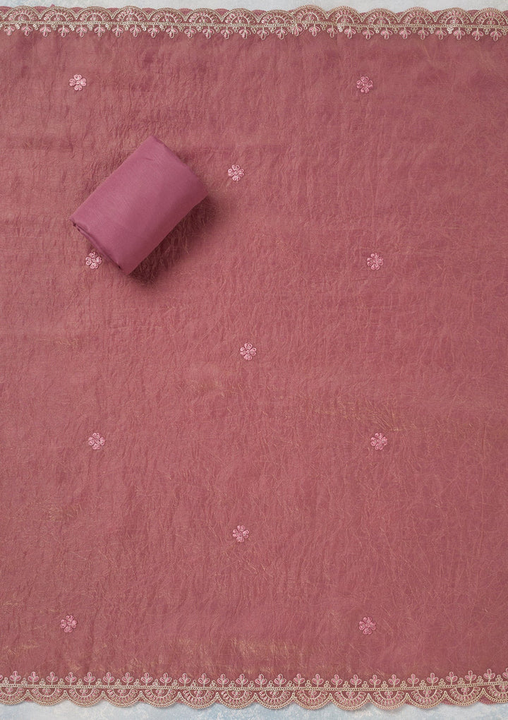 Onion Pink Cutdana Tissue Unstitched Salwar Suit-koskii