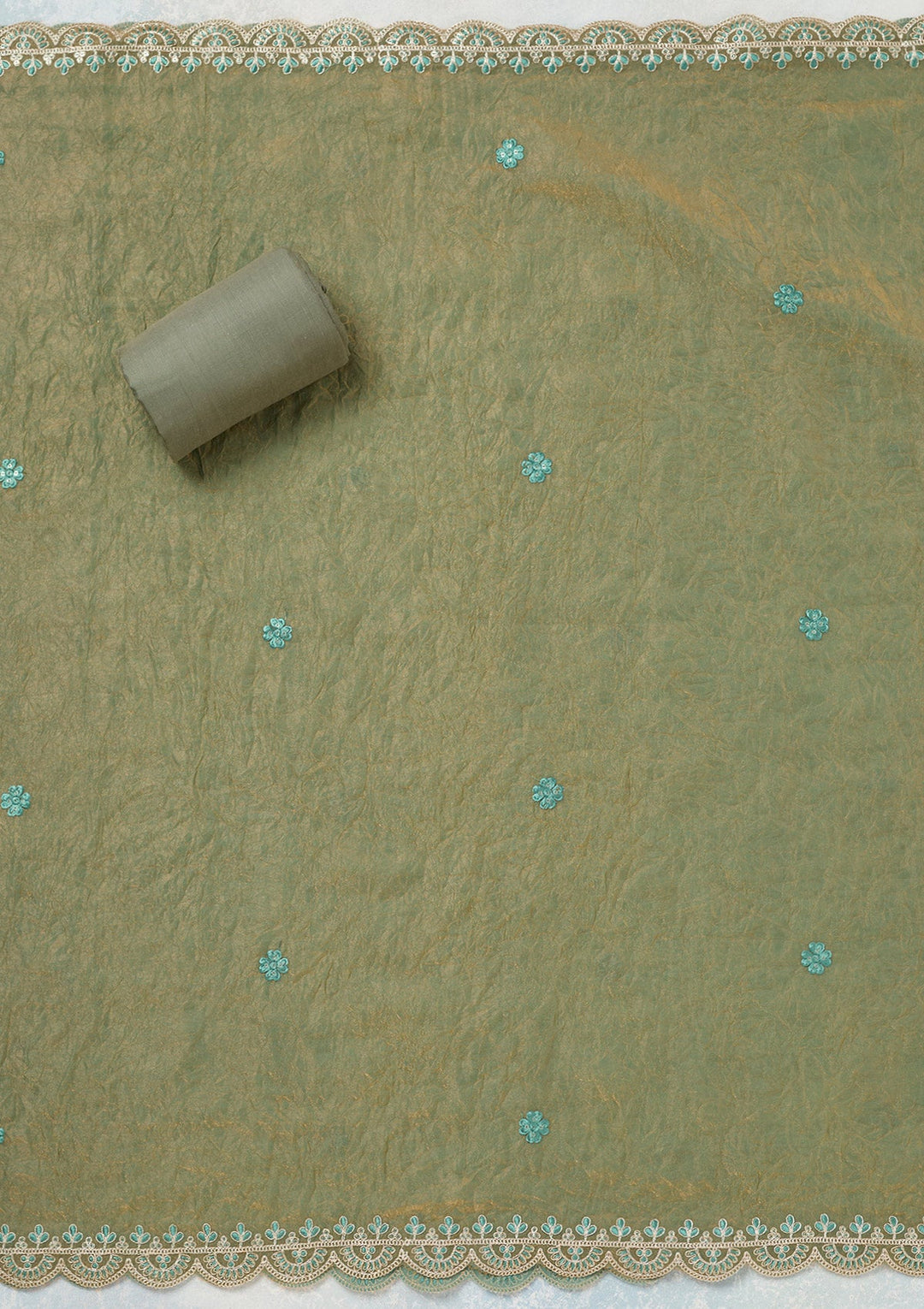 Pista Green Cutdana Tissue Unstitched Salwar Suit