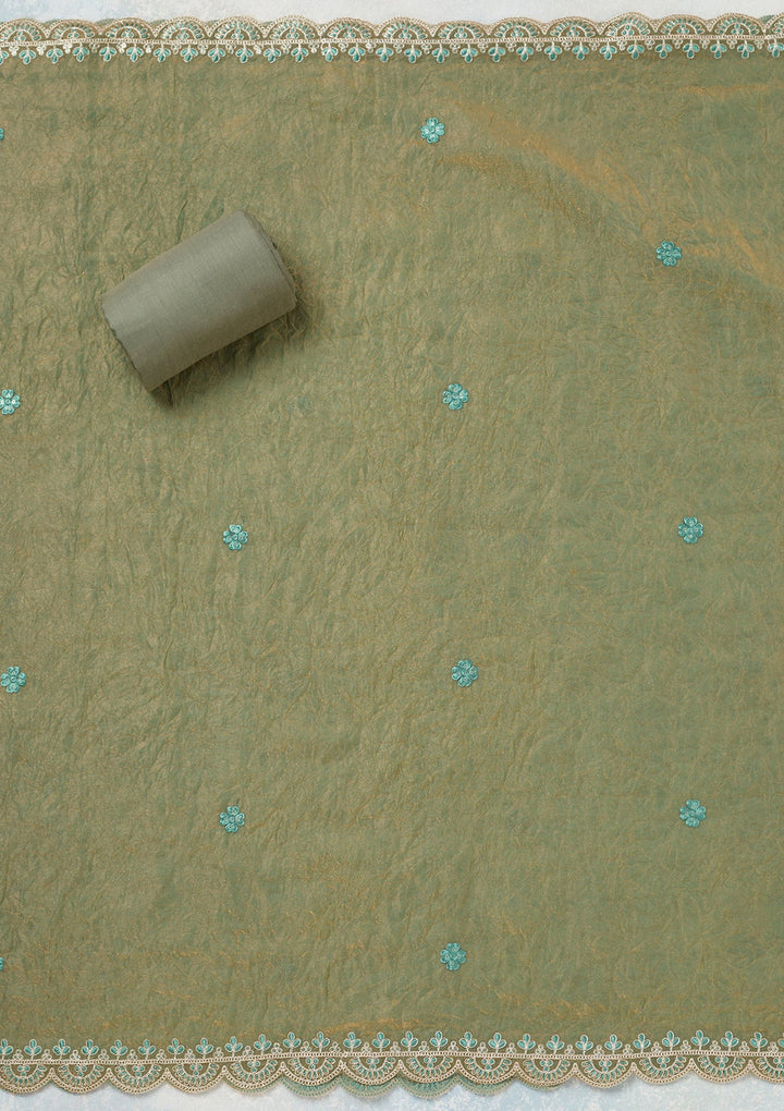 Pista Green Cutdana Tissue Unstitched Salwar Suit