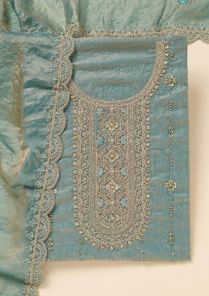 Sea Green Cutdana Tissue Unstitched Salwar Suit