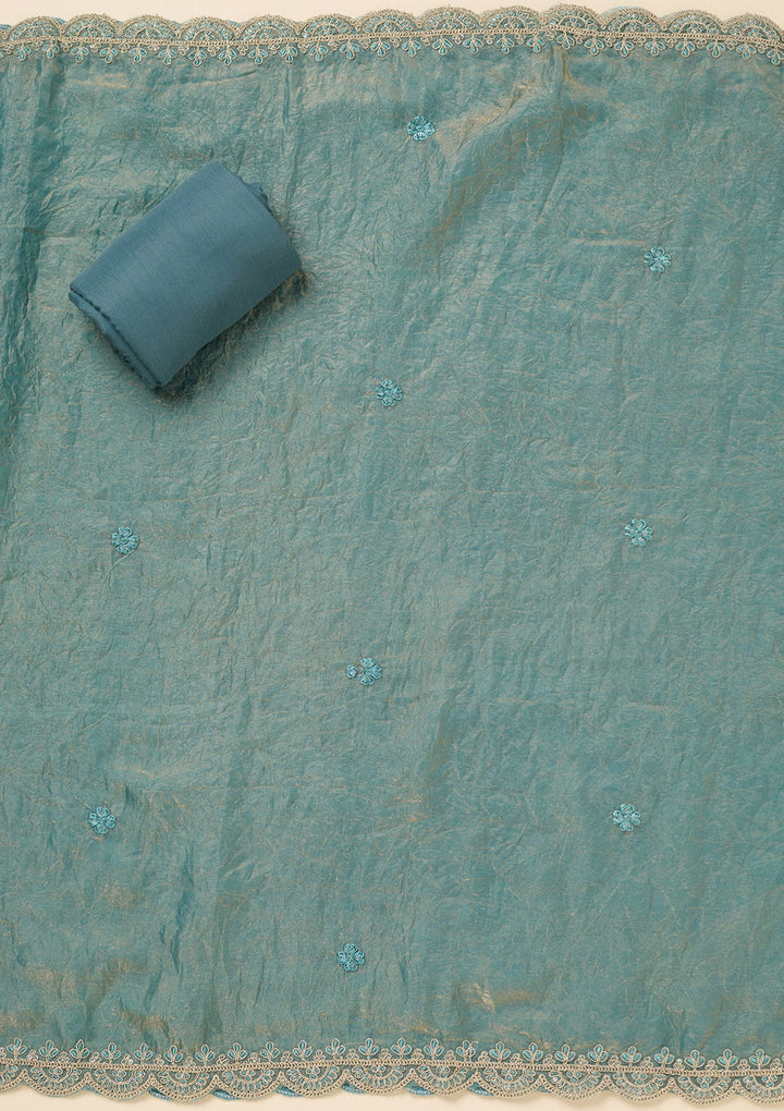 Sea Green Cutdana Tissue Unstitched Salwar Suit