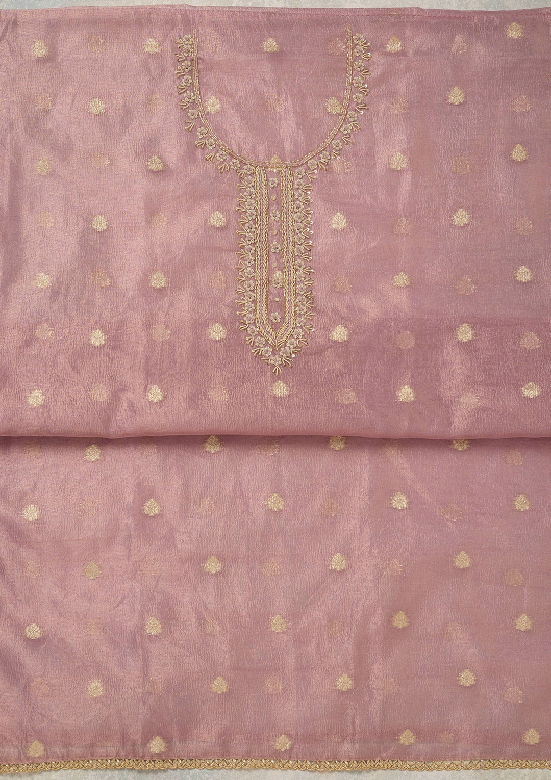 Lavender Pearlwork Tissue Unstitched Salwar Suit_koskii