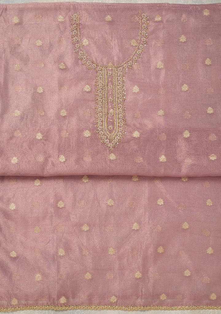 Lavender Pearlwork Tissue Unstitched Salwar Suit_koskii