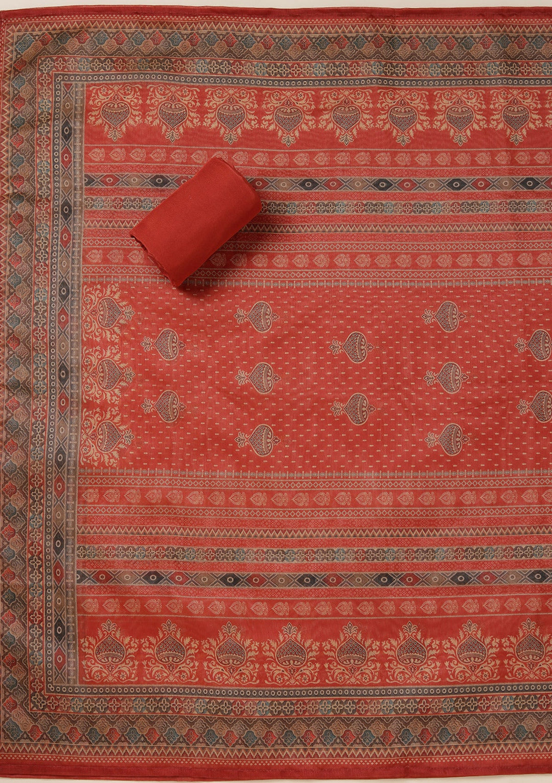 Rust Threadwork Chanderi Unstitched Salwar Suit_koskii