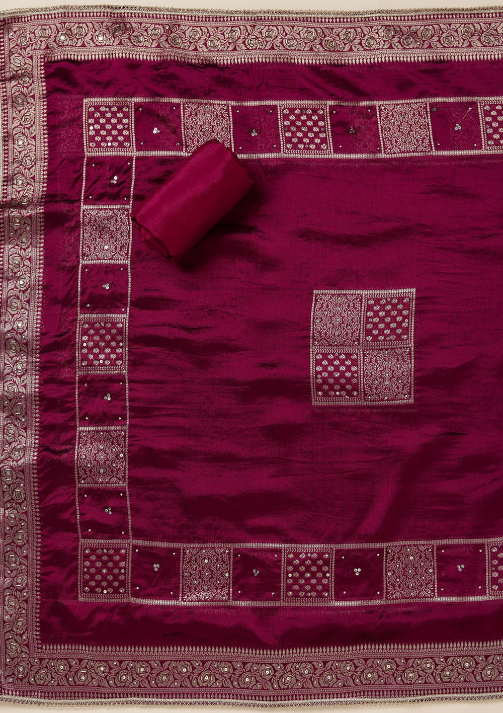 Wine Zariwork (Gold) Brocade Unstitched Salwar Suit_koskii