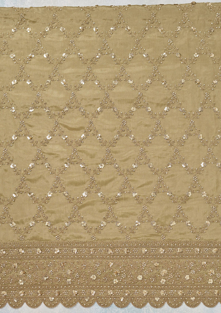 Pista Green Zariwork (Gold) Chinon Unstitched Salwar Suit