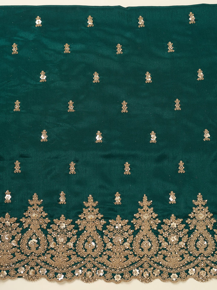 Peacock Green Zariwork (Gold) Chinon Unstitched Salwar Suit