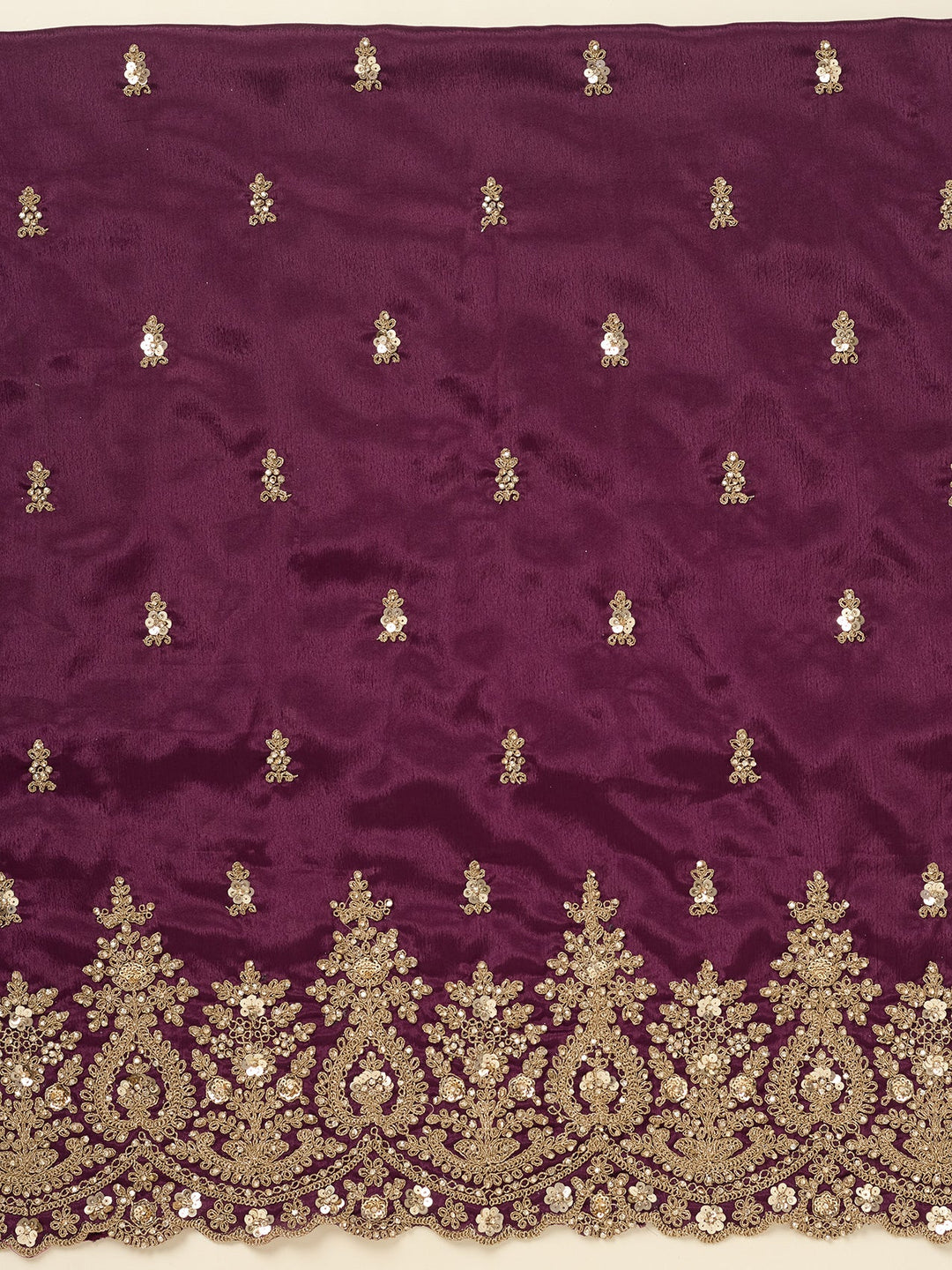 Purple Zariwork (Gold) Chinon Unstitched Salwar Suit