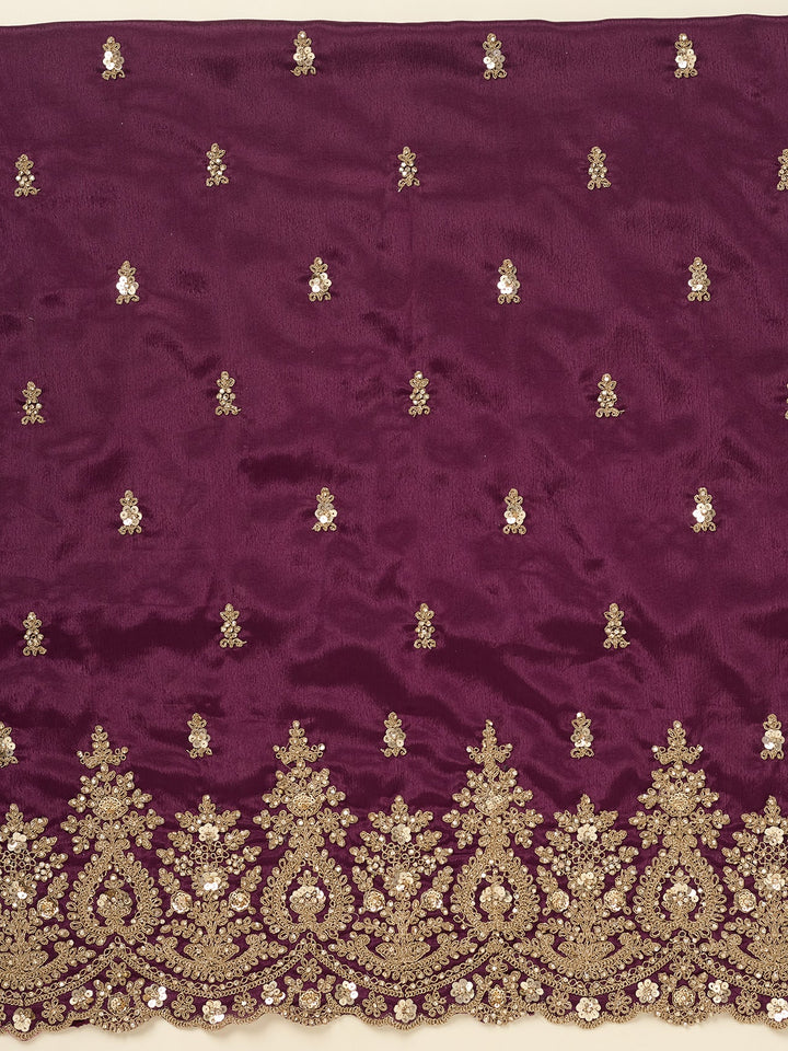 Purple Zariwork (Gold) Chinon Unstitched Salwar Suit