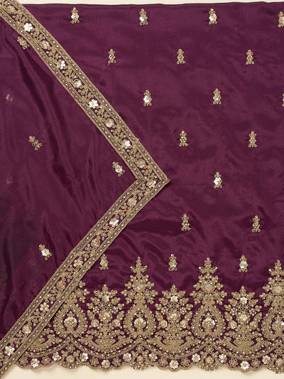 Purple Zariwork (Gold) Chinon Unstitched Salwar Suit