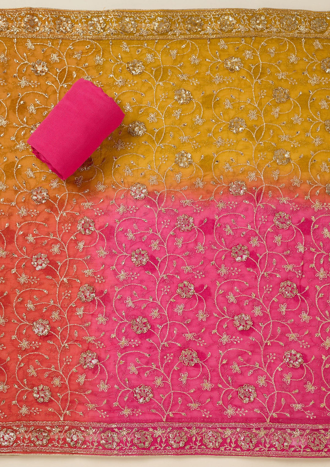 Pink Zariwork Georgette Unstitched Salwar Suit-koskii