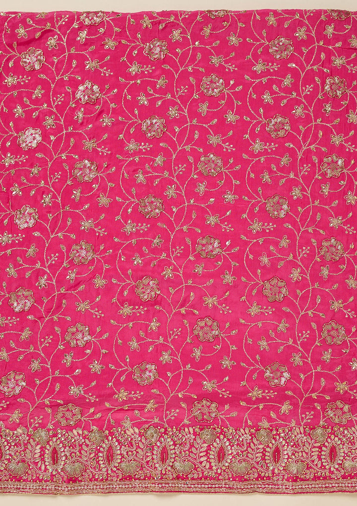 Pink Zariwork Georgette Unstitched Salwar Suit-koskii