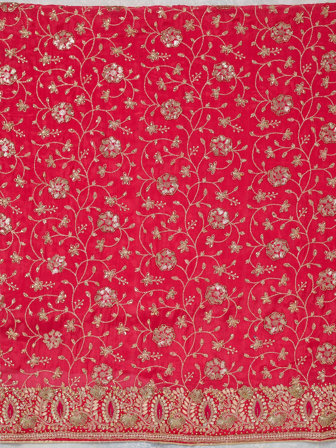 Rani Pink Zariwork Georgette Unstitched Salwar Suit-koskii