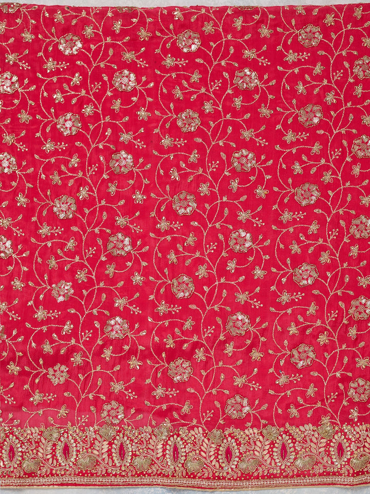 Rani Pink Zariwork Georgette Unstitched Salwar Suit-koskii