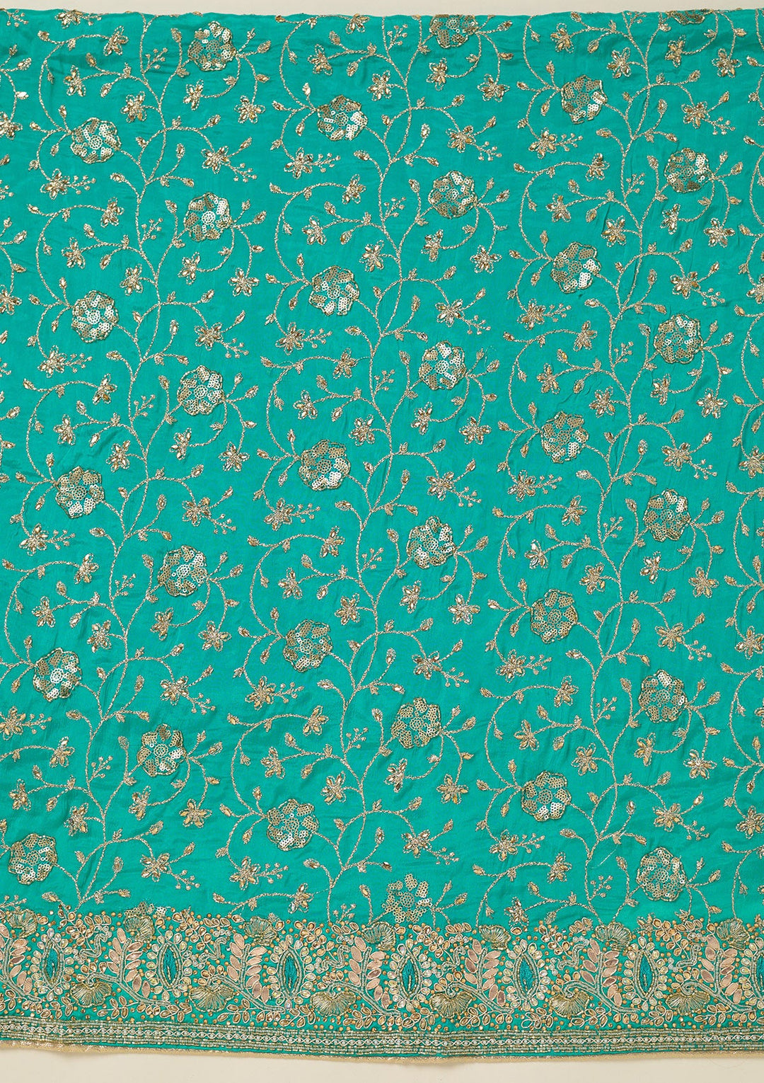 Turquoise Blue Zariwork Georgette Unstitched Salwar Suit-koskii