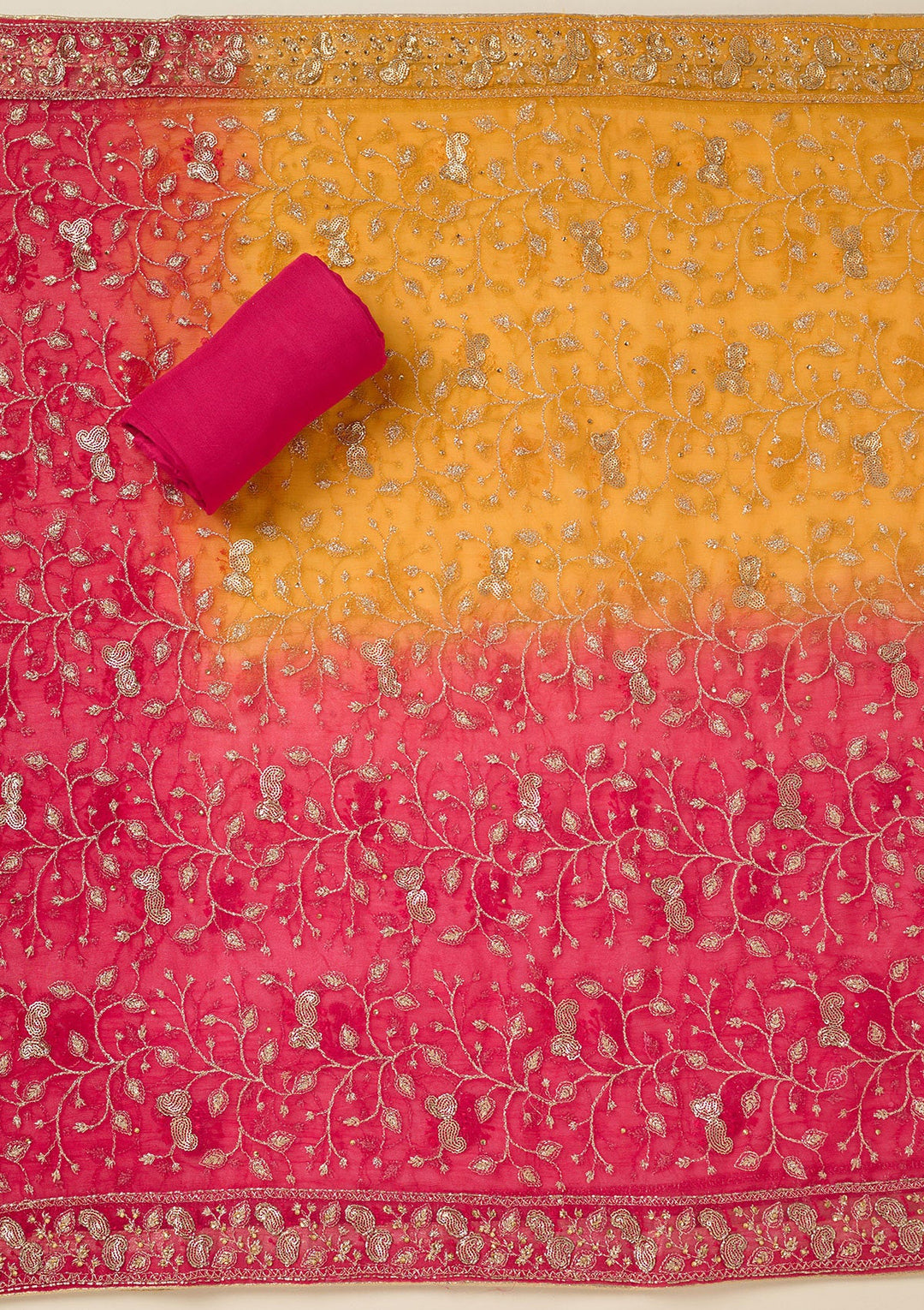 Rani Pink Zariwork Georgette Unstitched Salwar Suit-koskii