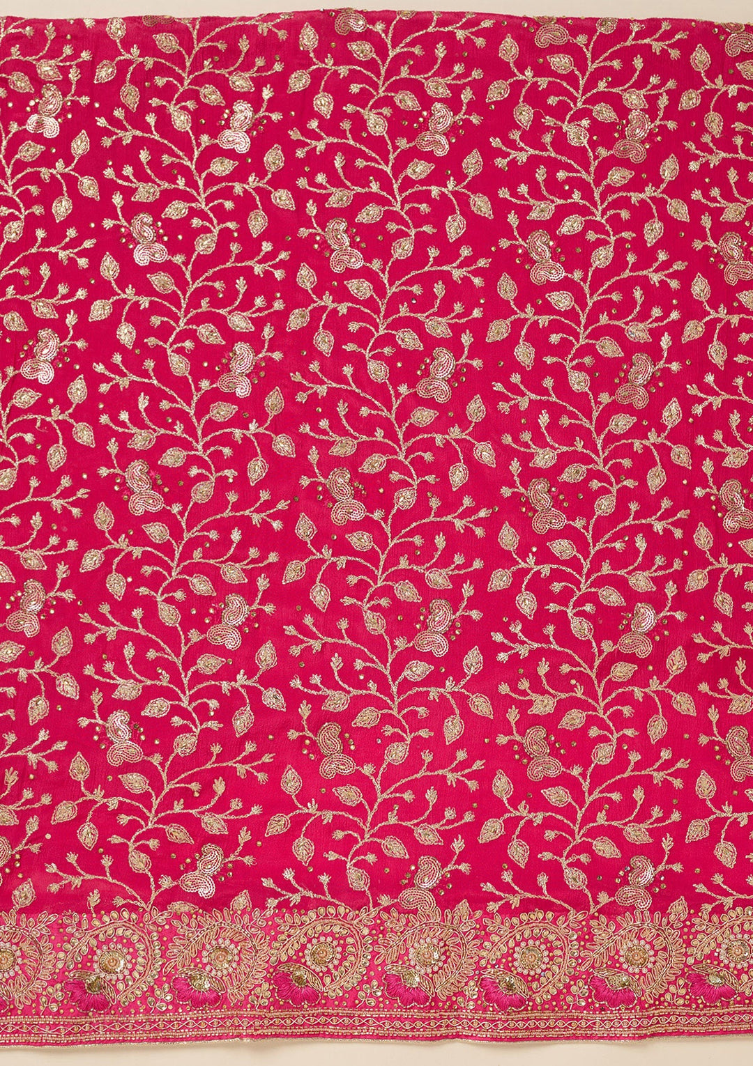 Rani Pink Zariwork Georgette Unstitched Salwar Suit-koskii