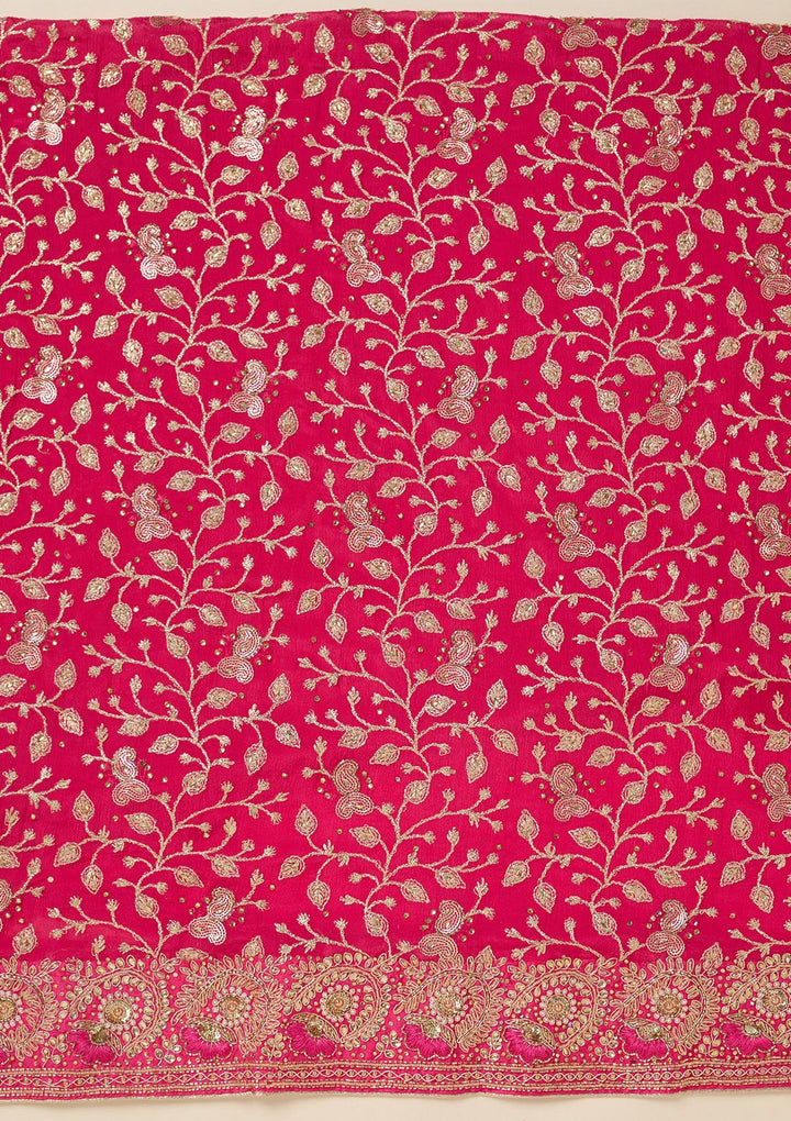 Rani Pink Zariwork Georgette Unstitched Salwar Suit-koskii