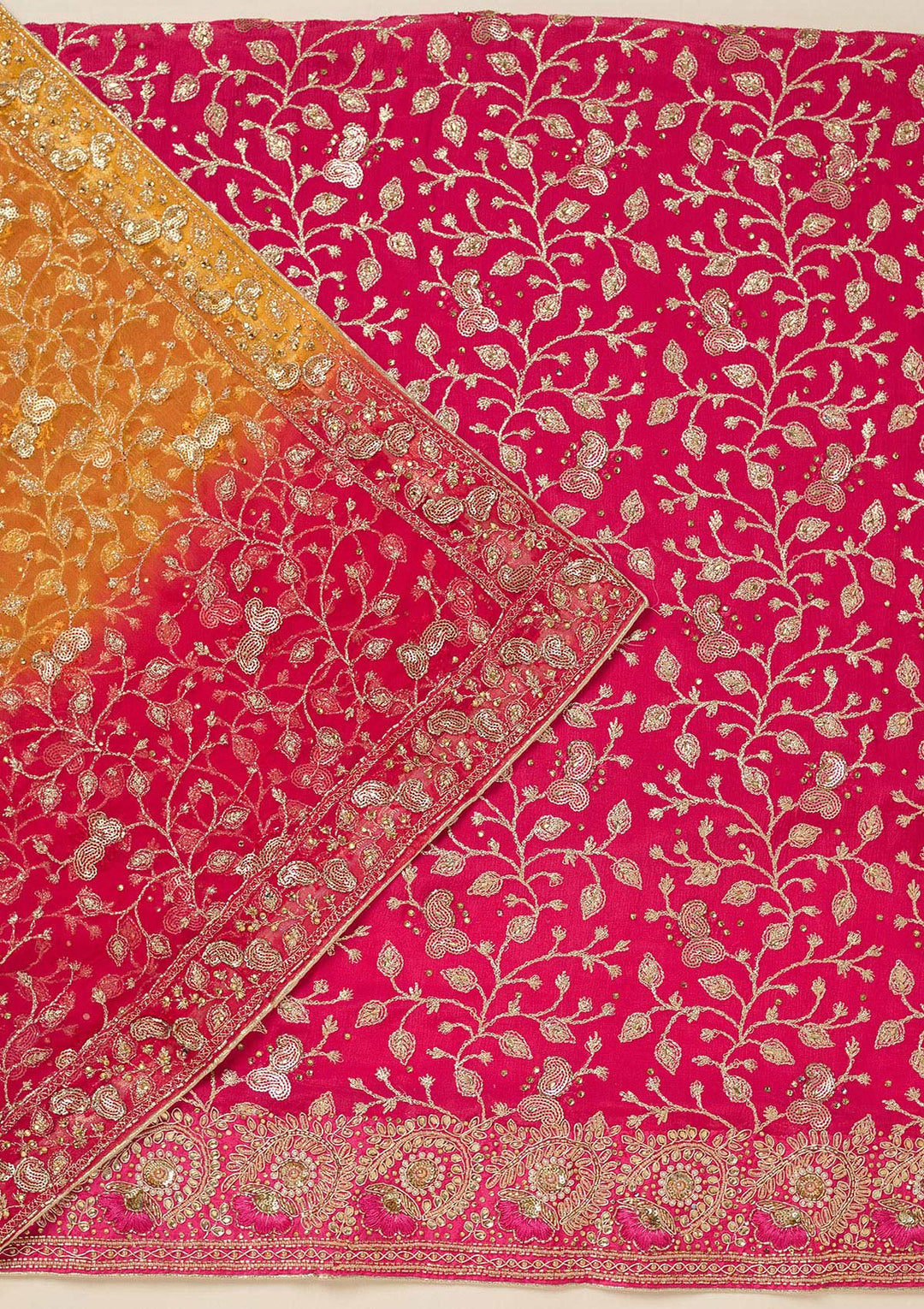 Rani Pink Zariwork Georgette Unstitched Salwar Suit-koskii