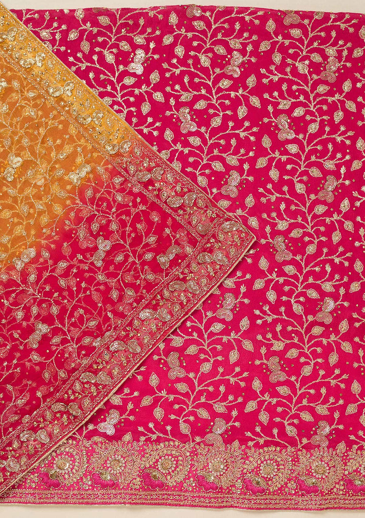 Rani Pink Zariwork Georgette Unstitched Salwar Suit-koskii