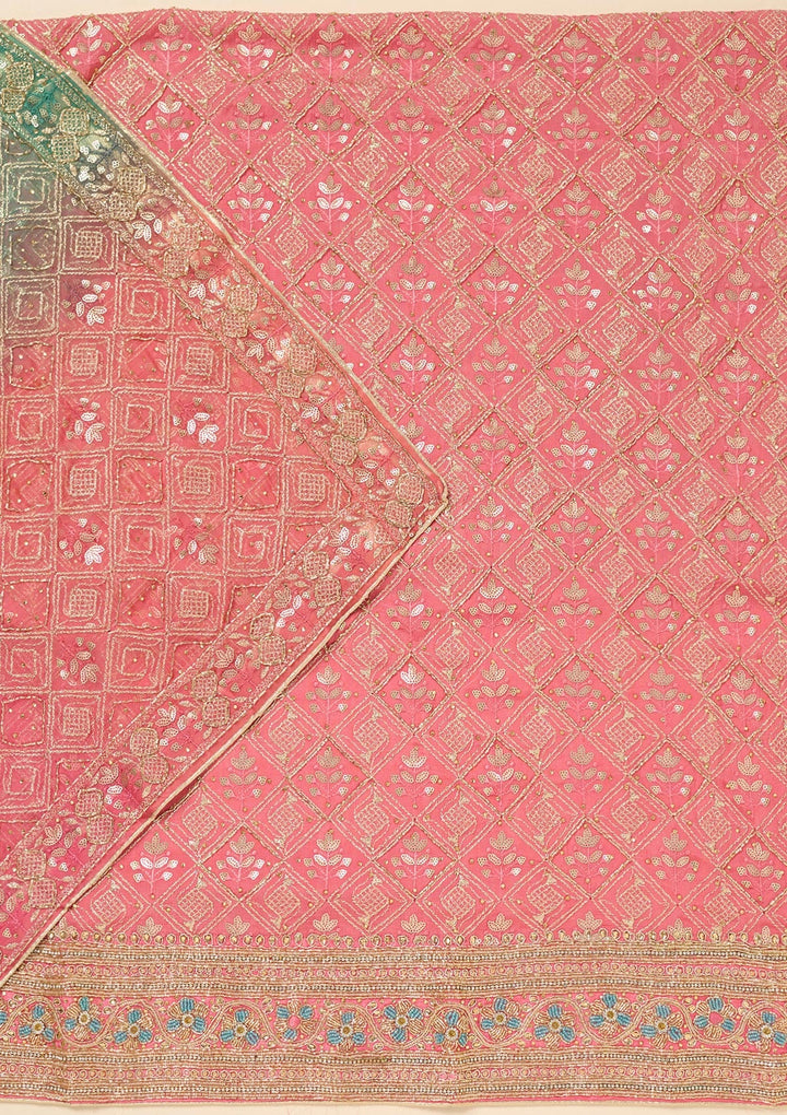 Onion Pink Zardozi (Gold) Georgette Unstitched Salwar Suit