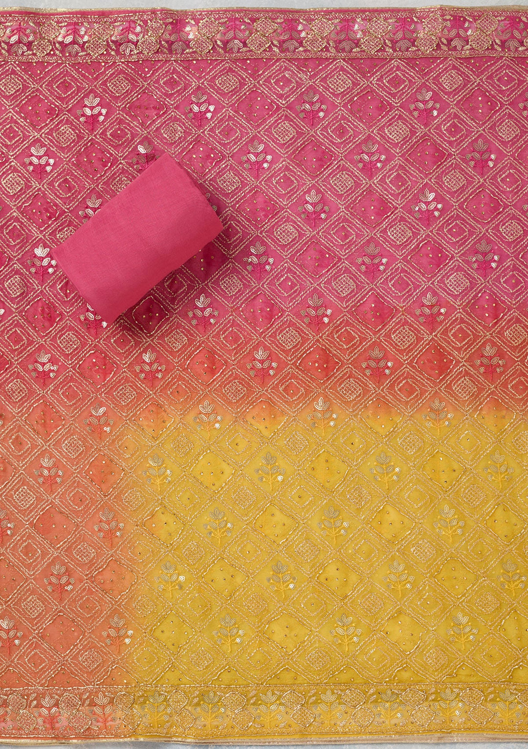 Pink Zariwork Georgette Unstitched Salwar Suit-koskii