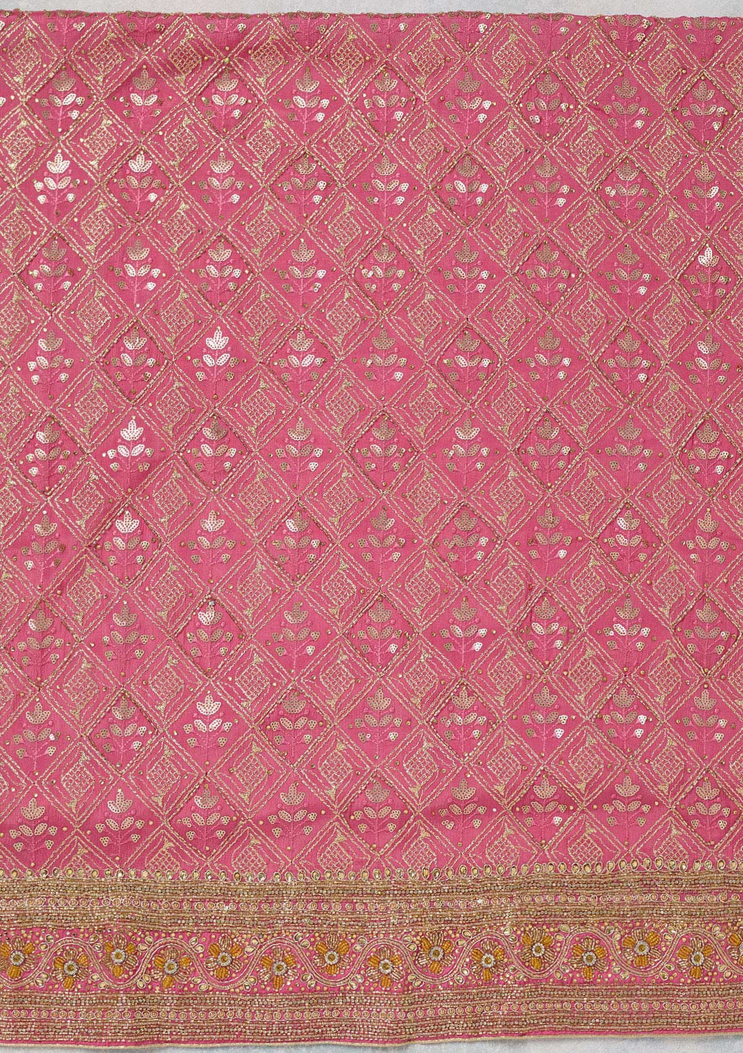 Pink Zariwork Georgette Unstitched Salwar Suit-koskii