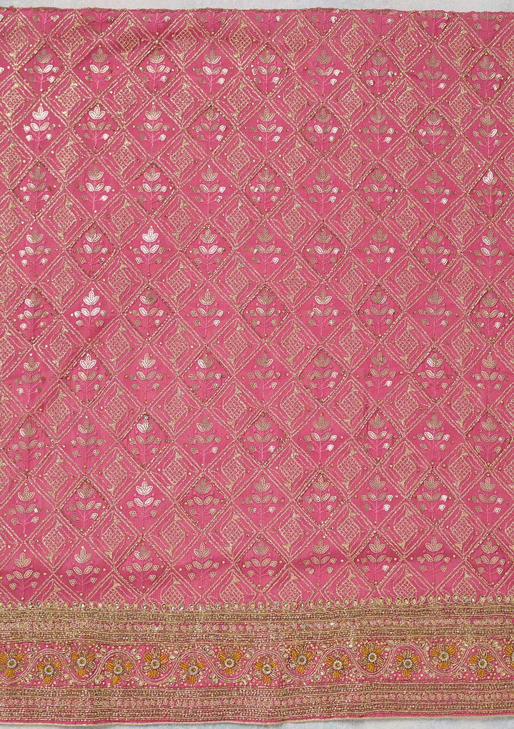Pink Zariwork Georgette Unstitched Salwar Suit-koskii
