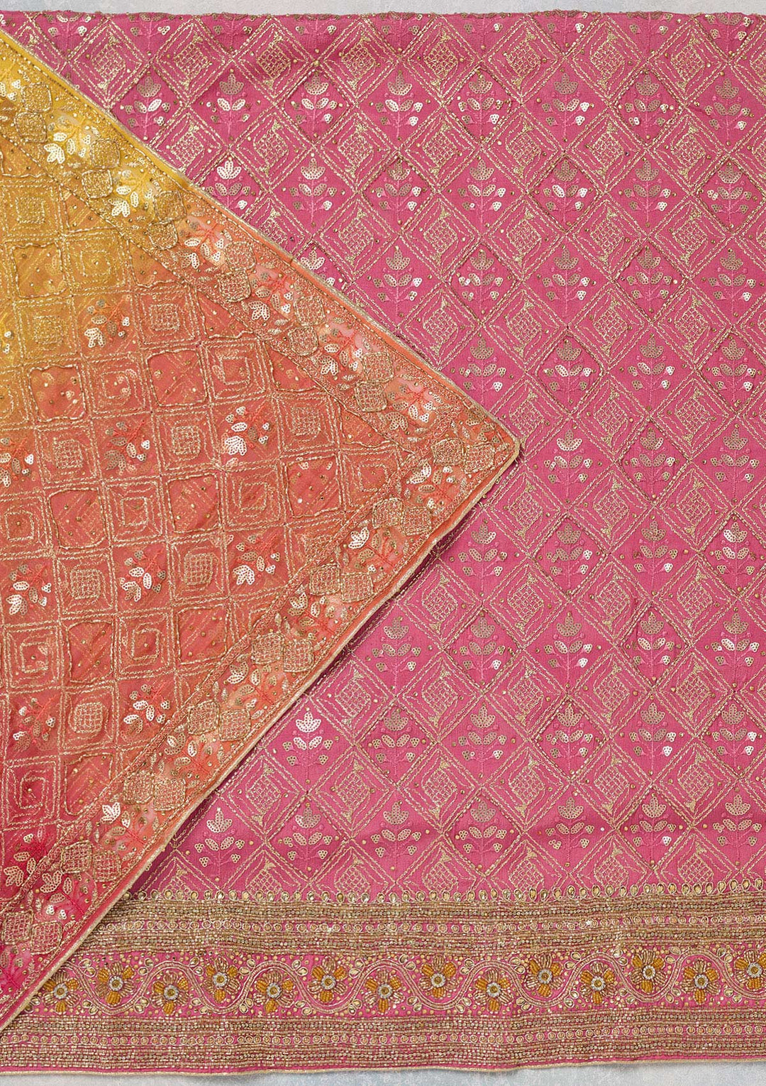 Pink Zariwork Georgette Unstitched Salwar Suit-koskii