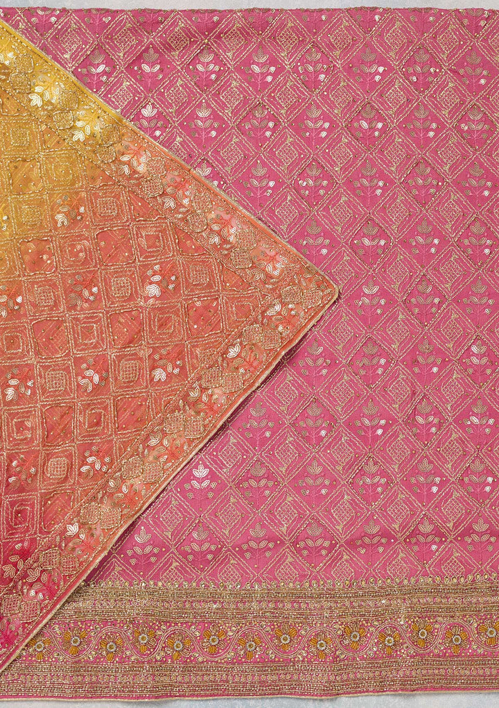 Pink Zariwork Georgette Unstitched Salwar Suit-koskii