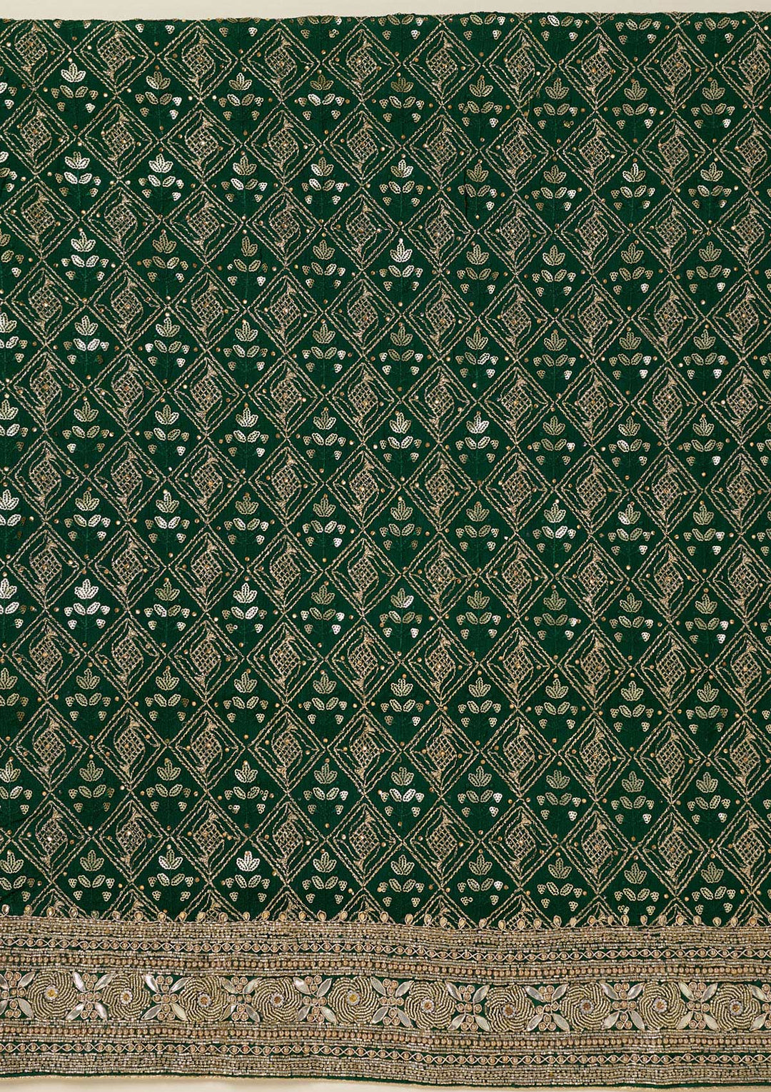 Bottle Green Zariwork Georgette Unstitched Salwar Suit-koskii