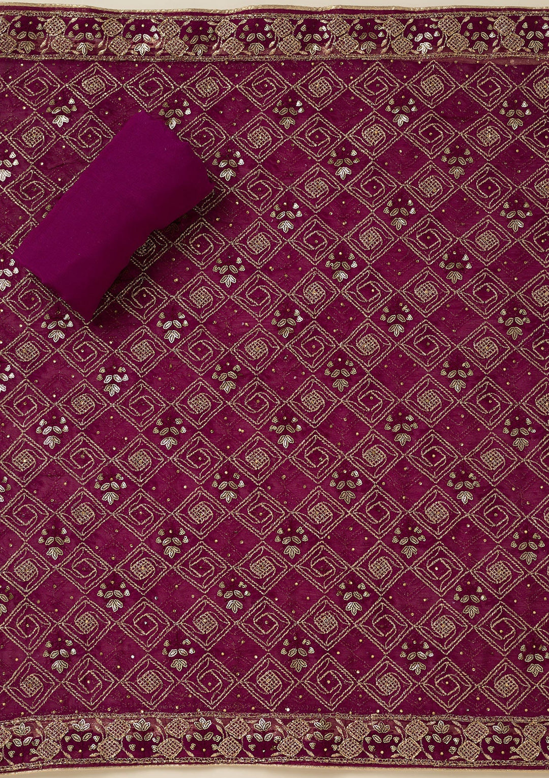 Purple Zariwork Georgette Unstitched Salwar Suit-koskii