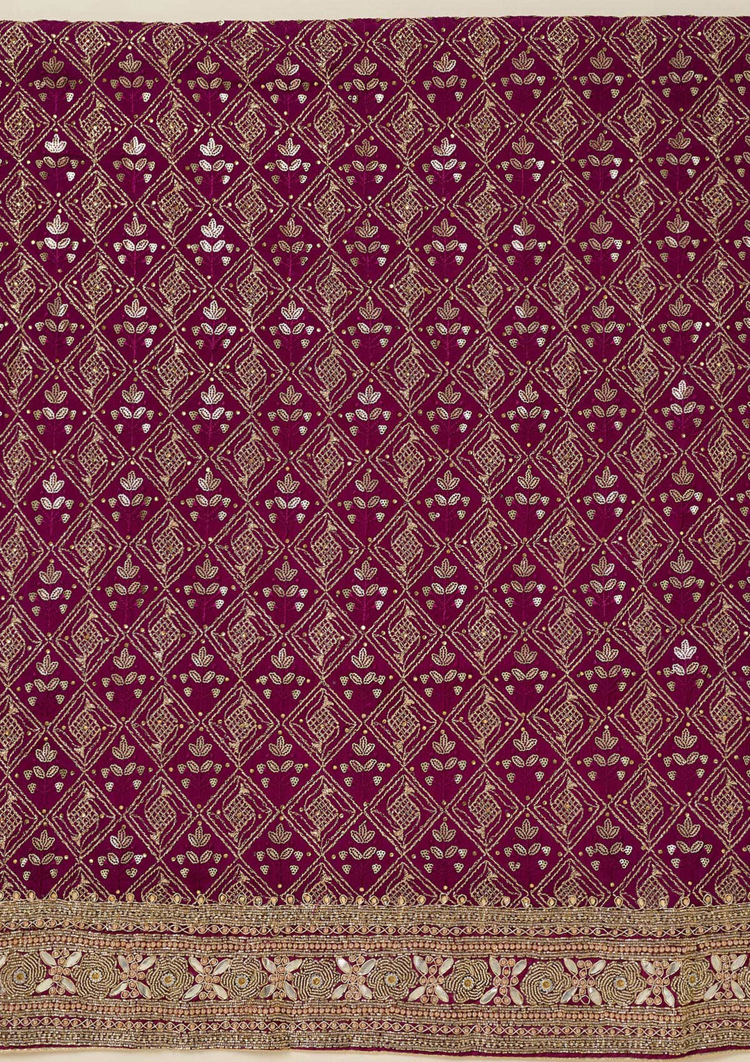 Purple Zariwork Georgette Unstitched Salwar Suit-koskii