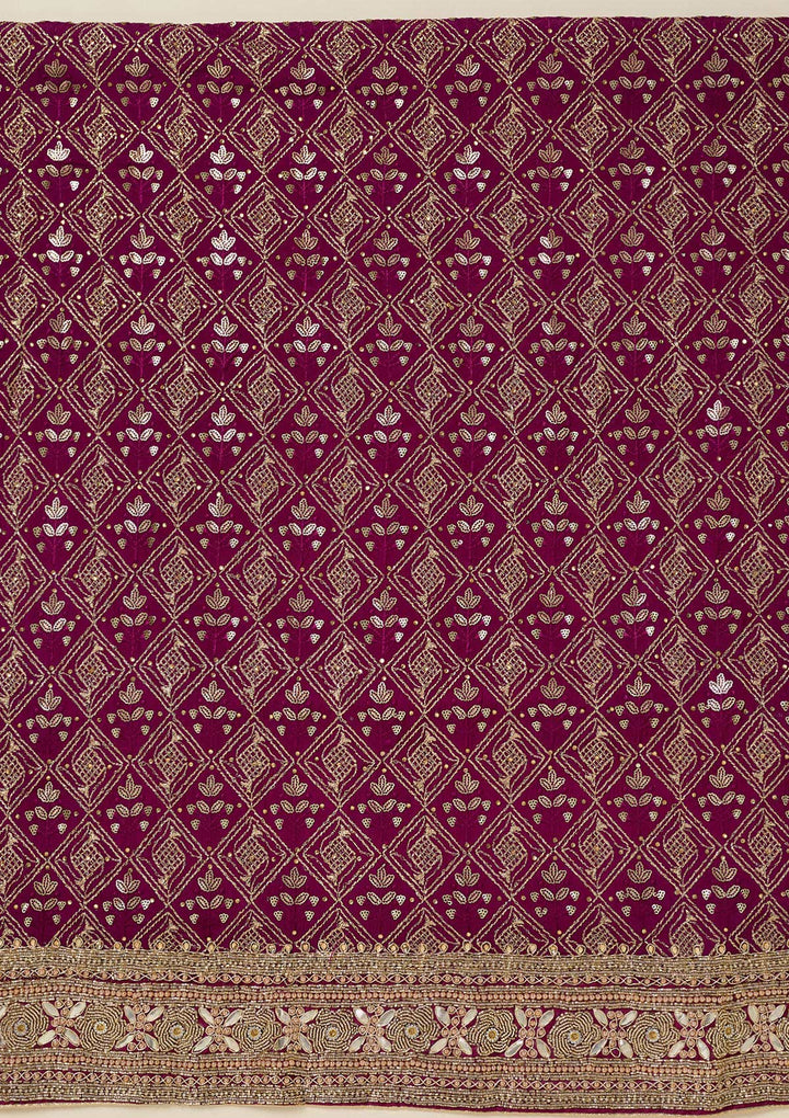 Purple Zariwork Georgette Unstitched Salwar Suit-koskii