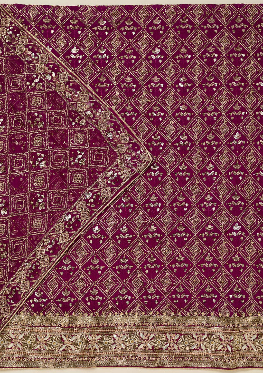 Purple Zariwork Georgette Unstitched Salwar Suit-koskii