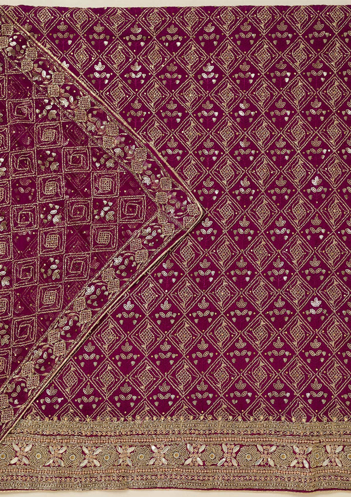 Purple Zariwork Georgette Unstitched Salwar Suit-koskii