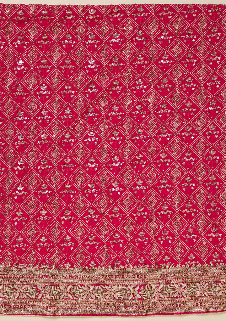 Rani Pink Zariwork Georgette Unstitched Salwar Suit-koskii