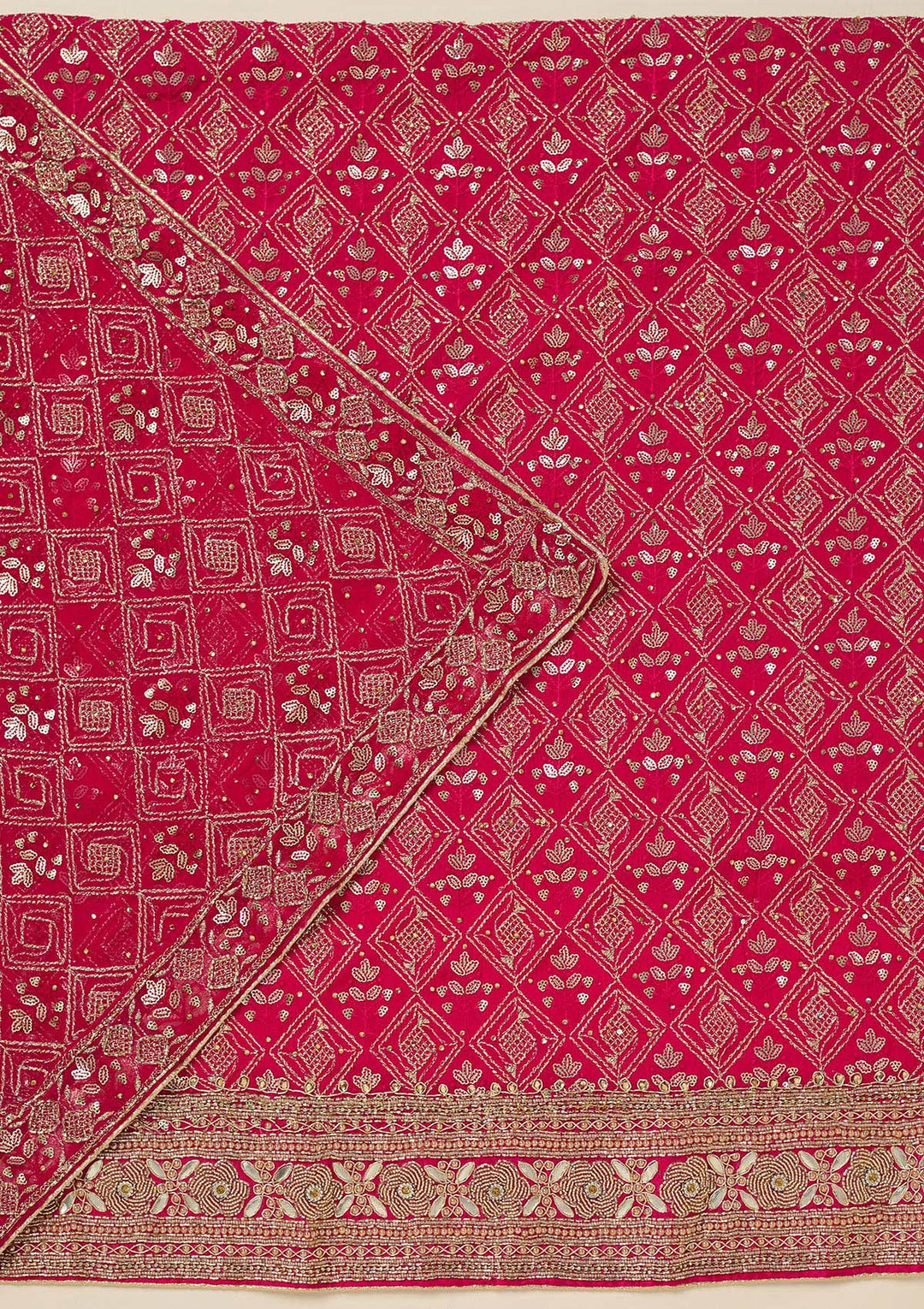 Rani Pink Zariwork Georgette Unstitched Salwar Suit-koskii