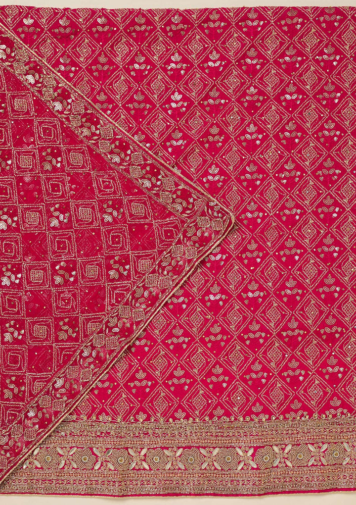 Rani Pink Zariwork Georgette Unstitched Salwar Suit-koskii