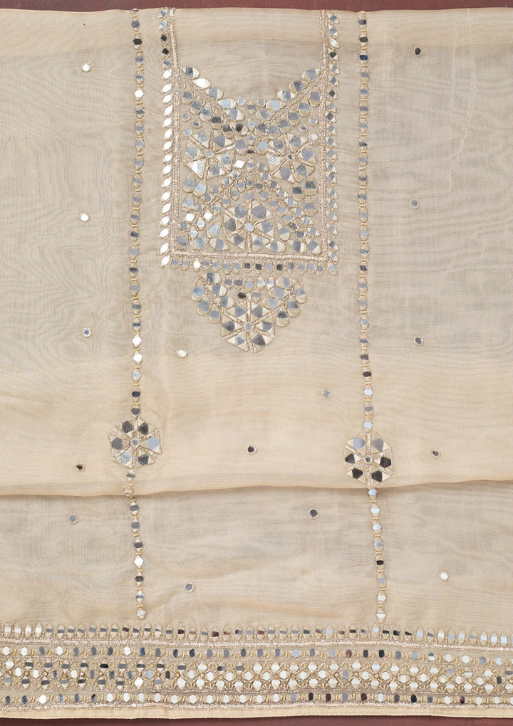 Beige Cutdana Tissue Unstitched Salwar Suit