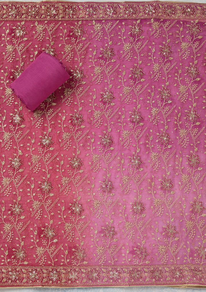 Purple Zariwork Georgette Unstitched Salwar Suit-koskii