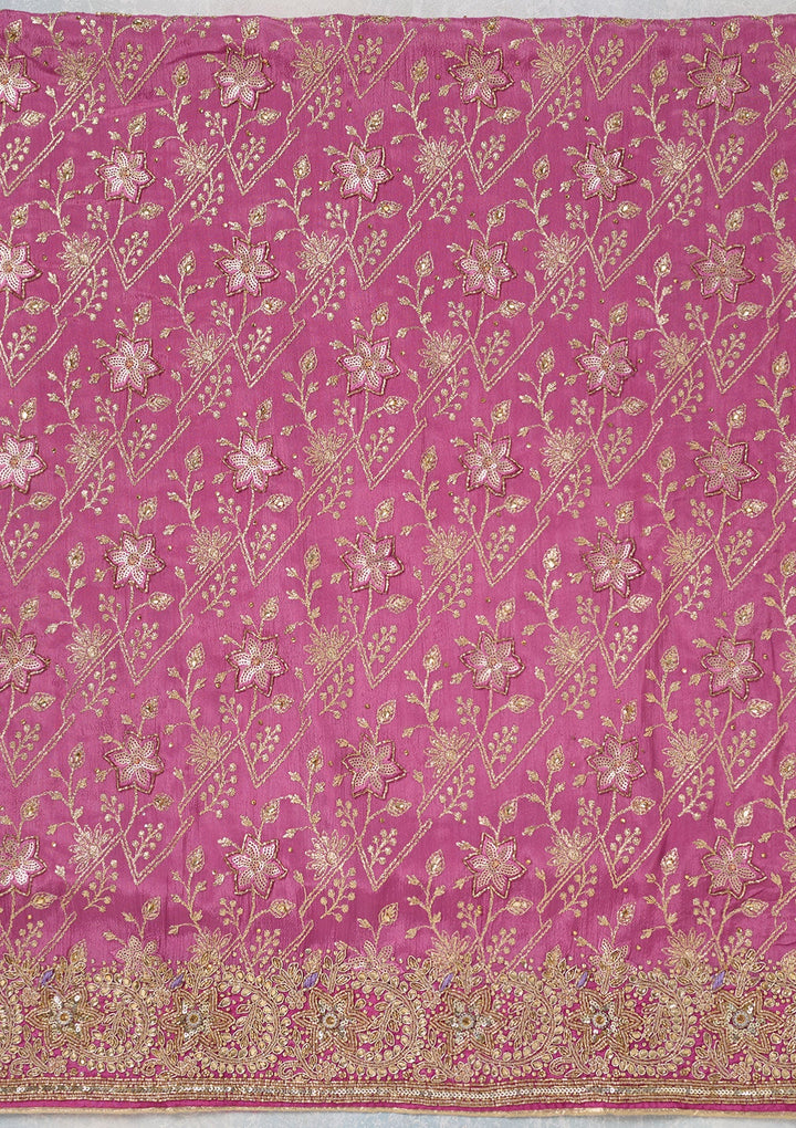 Purple Zariwork Georgette Unstitched Salwar Suit-koskii