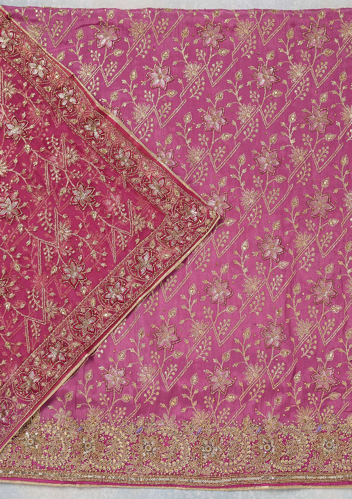 Purple Zariwork Georgette Unstitched Salwar Suit-koskii