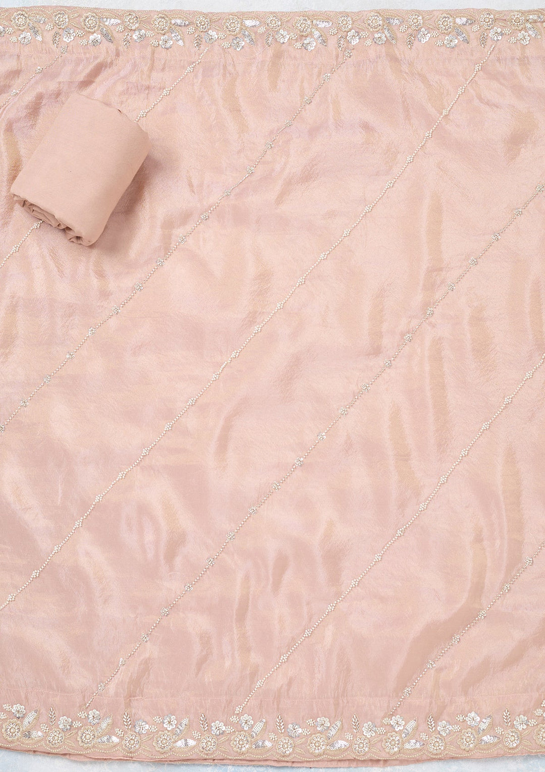 Pink Aariwork Semi Crepe Unstitched Salwar Suit-koskii