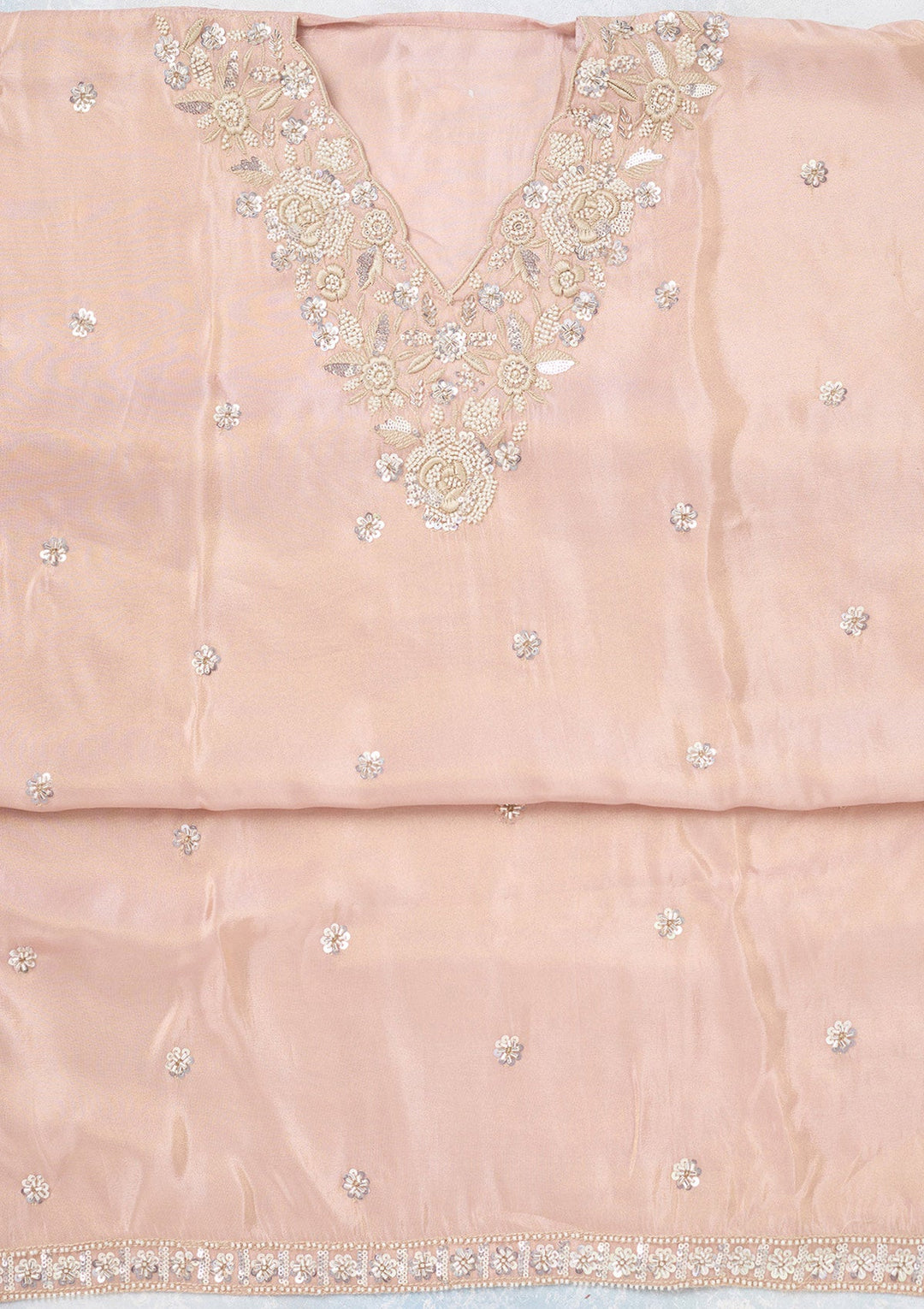 Pink Aariwork Semi Crepe Unstitched Salwar Suit-koskii
