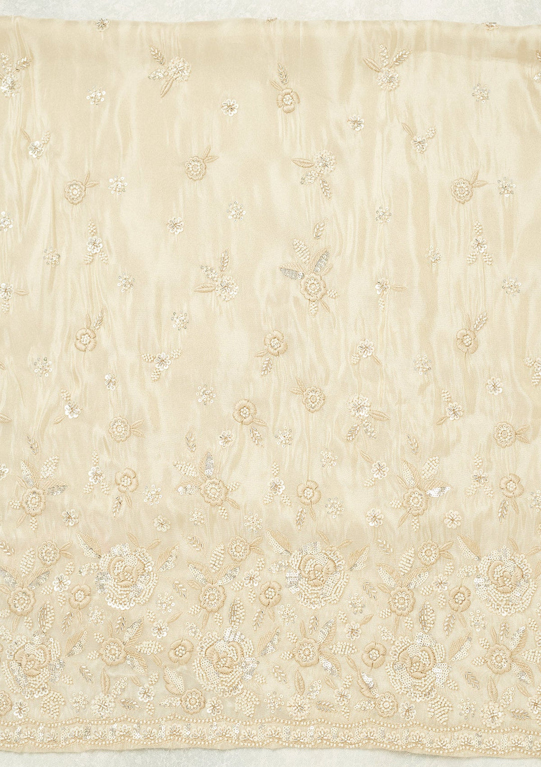 Cream Silver Stonework Tissue Unstitched Salwar Suit