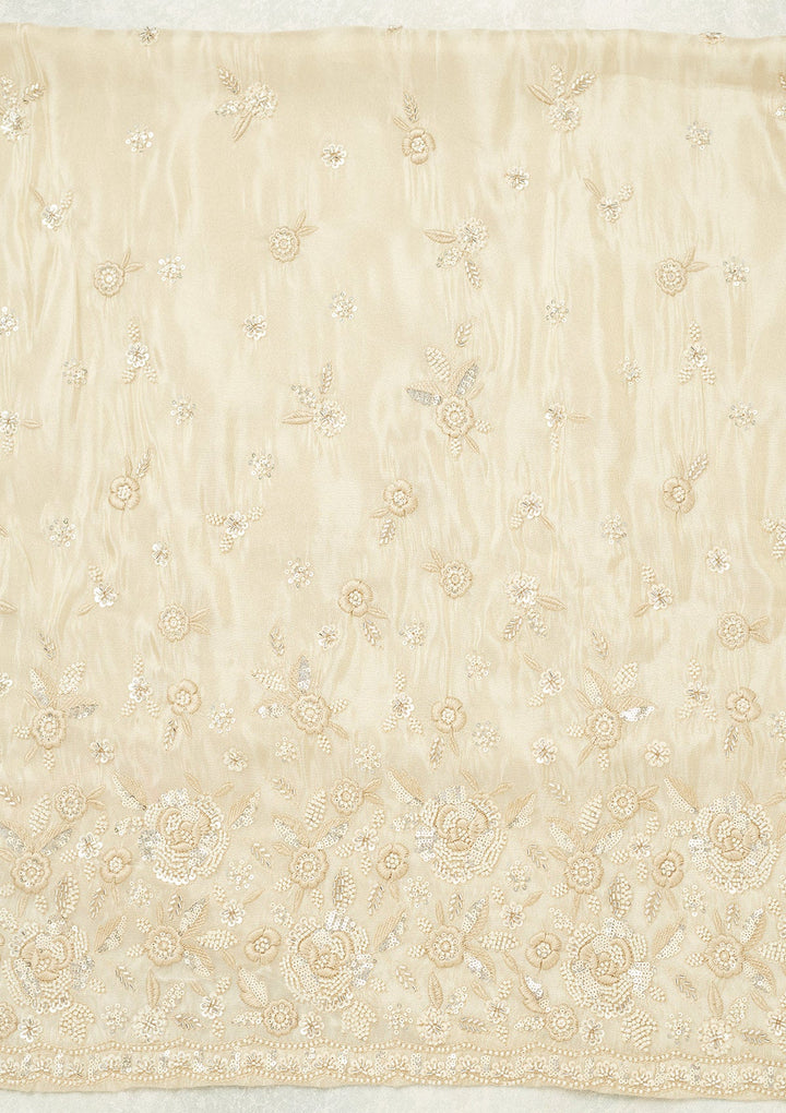 Cream Silver Stonework Tissue Unstitched Salwar Suit